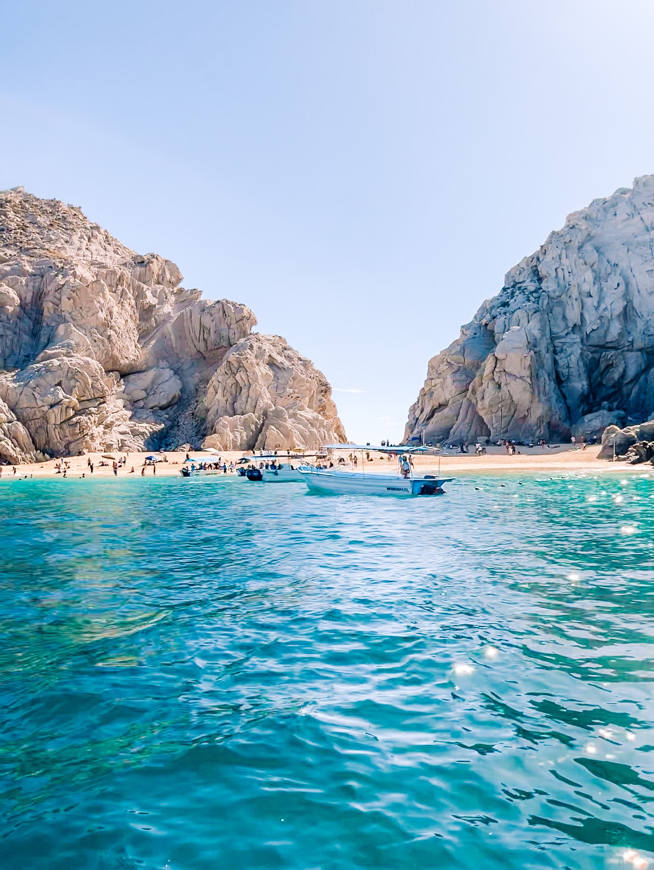 Water Taxi going to Lovers Beach in Cabo Mexico