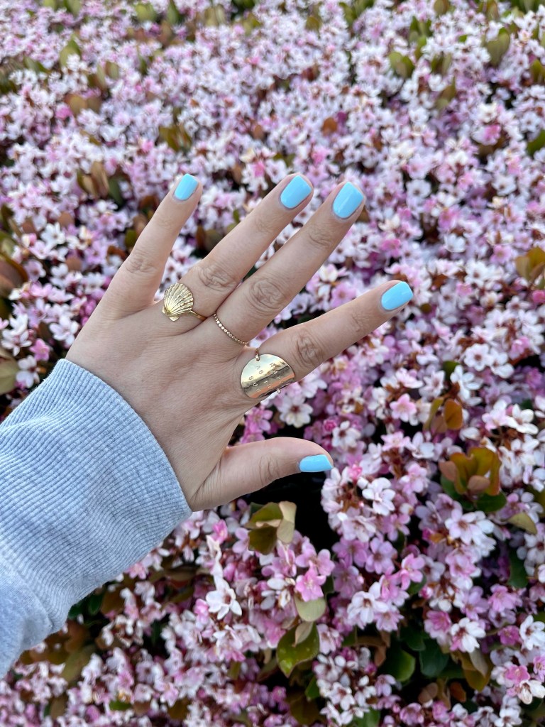 blue nails manicure Tar Heels